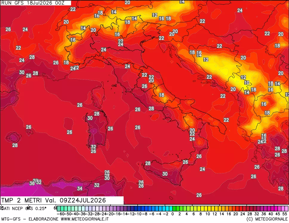 mappa Temp 2 metri