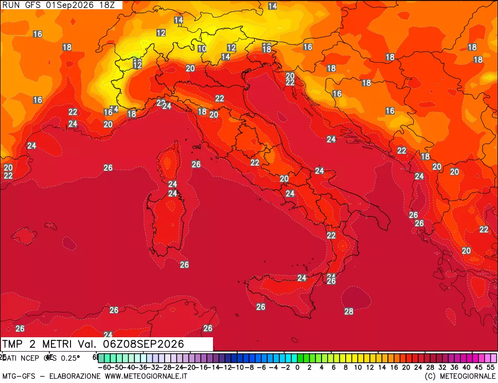 mappa Temp 2 metri