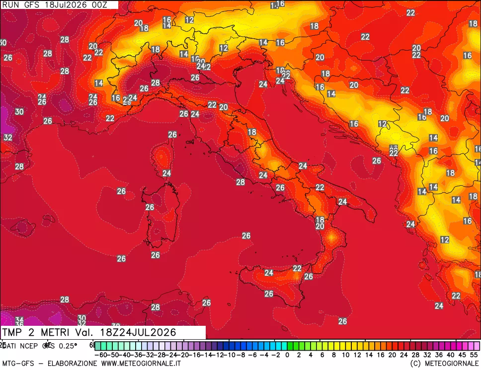 mappa Temp 2 metri