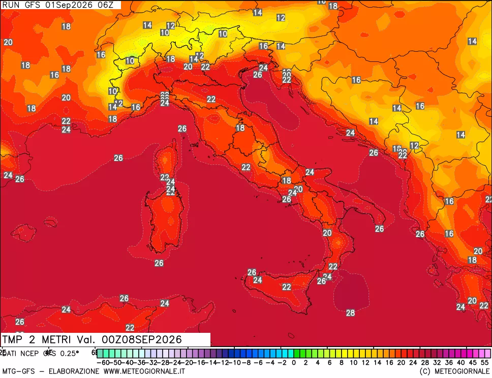 mappa Temp 2 metri