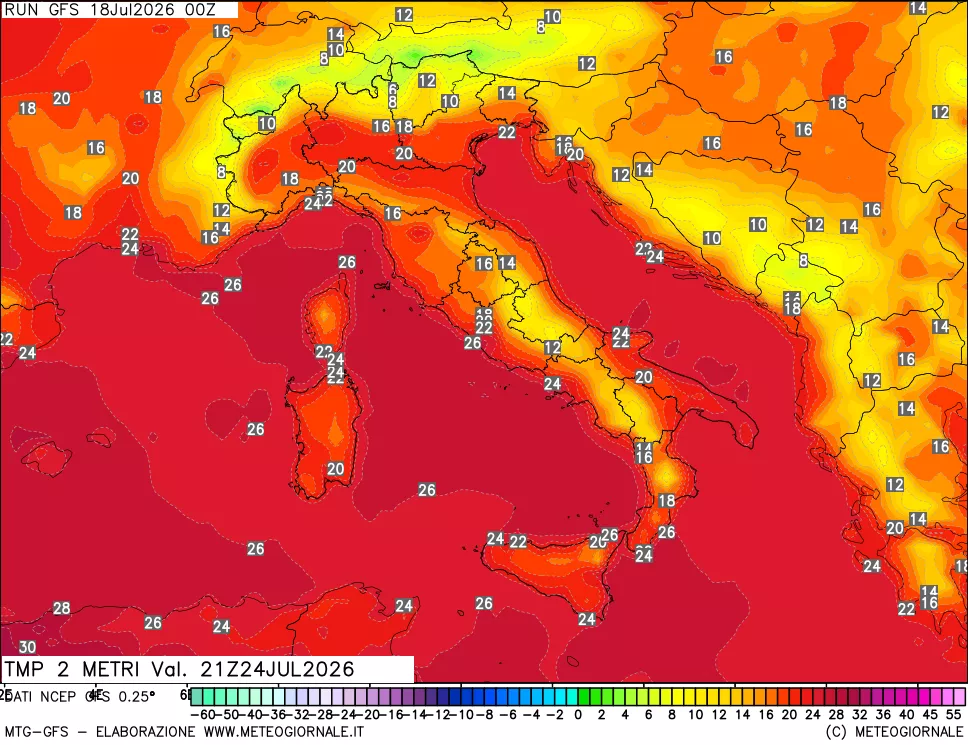 mappa Temp 2 metri