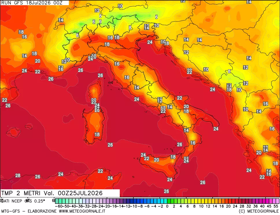 mappa Temp 2 metri
