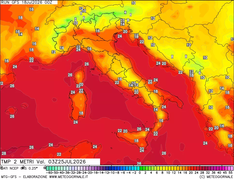 mappa Temp 2 metri