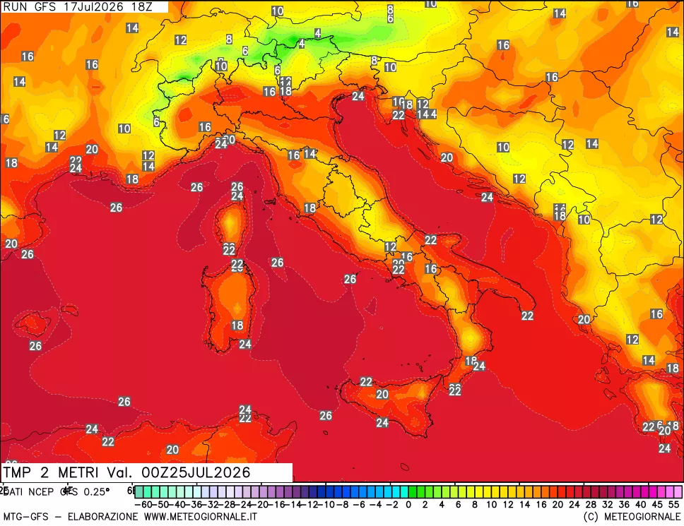 mappa Temp 2 metri