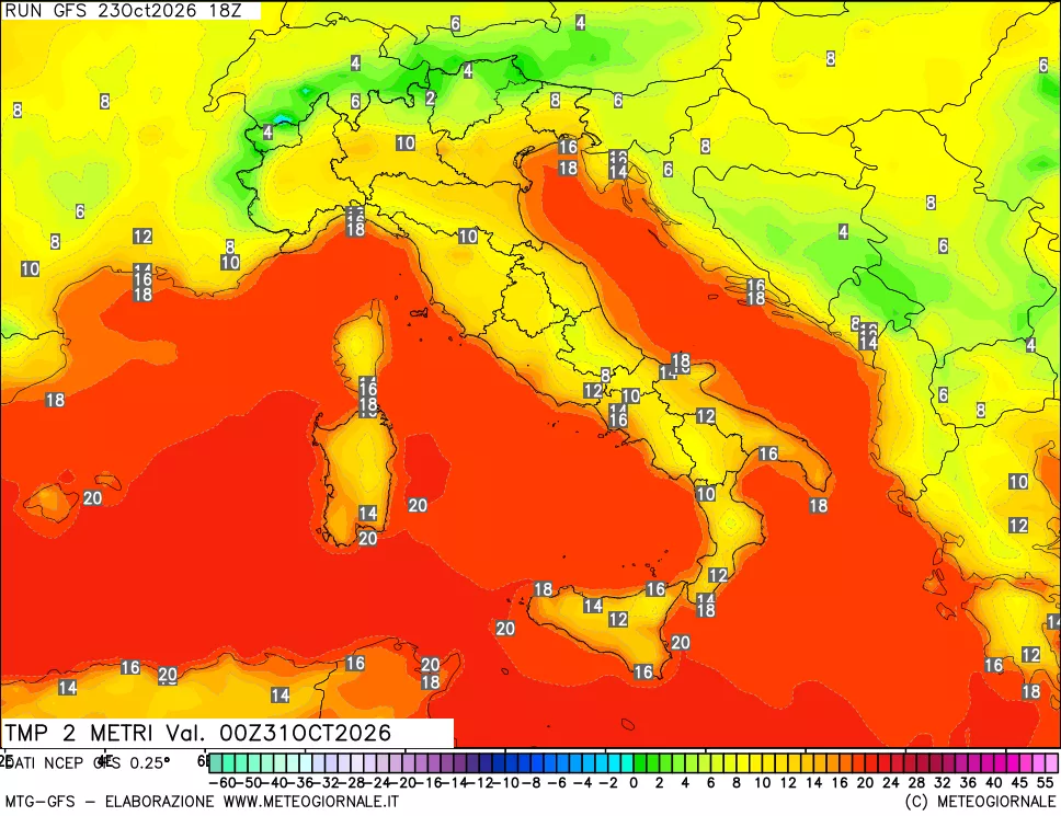 mappa Temp 2 metri