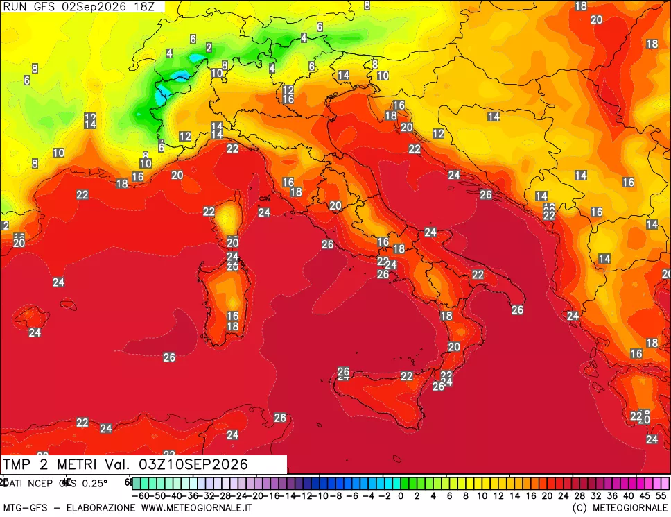 mappa Temp 2 metri