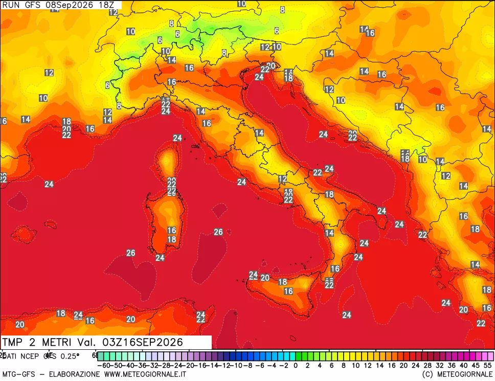 mappa Temp 2 metri