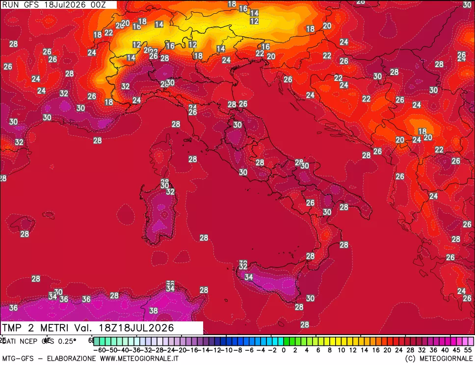 mappa Temp 2 metri