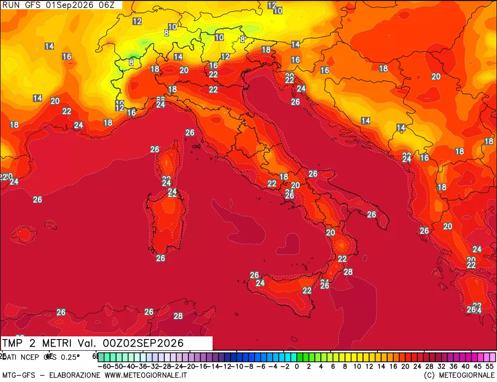 mappa Temp 2 metri