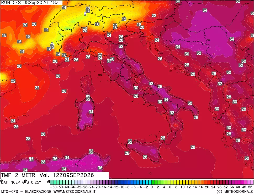 mappa Temp 2 metri