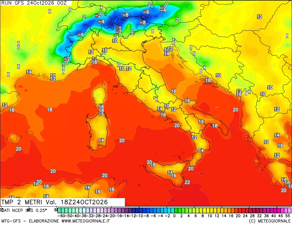 mappa Temp 2 metri