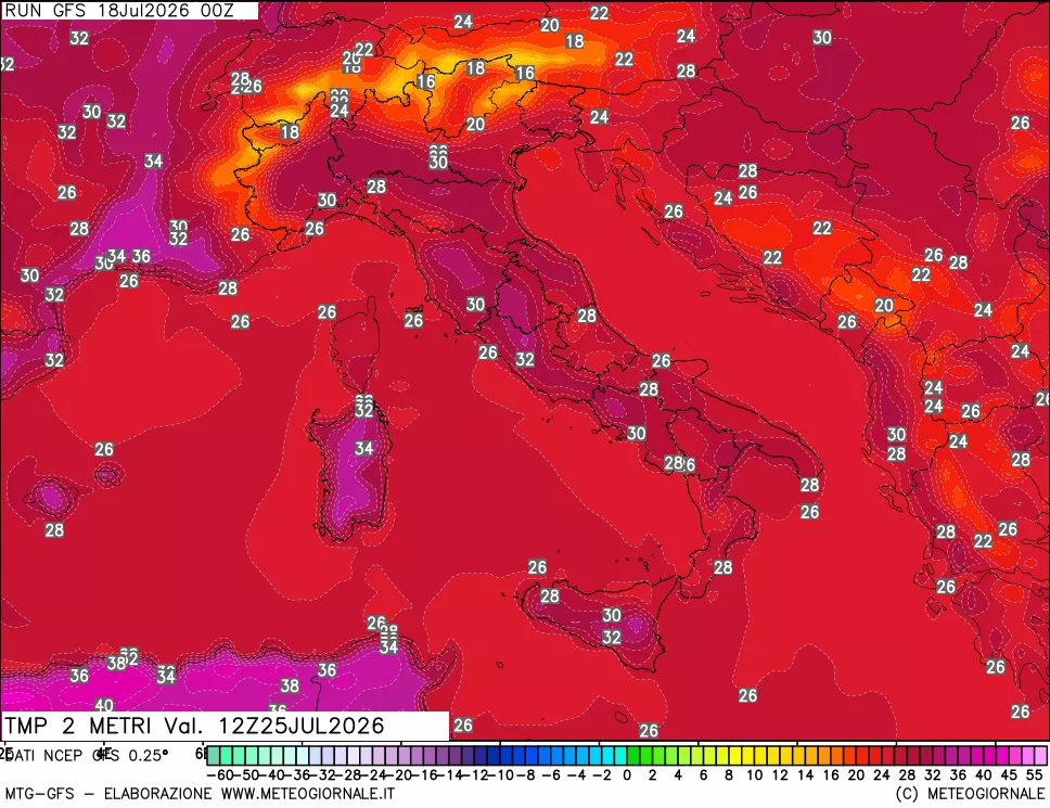 mappa Temp 2 metri