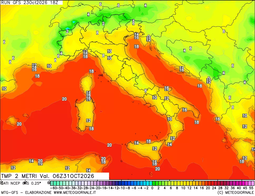 mappa Temp 2 metri