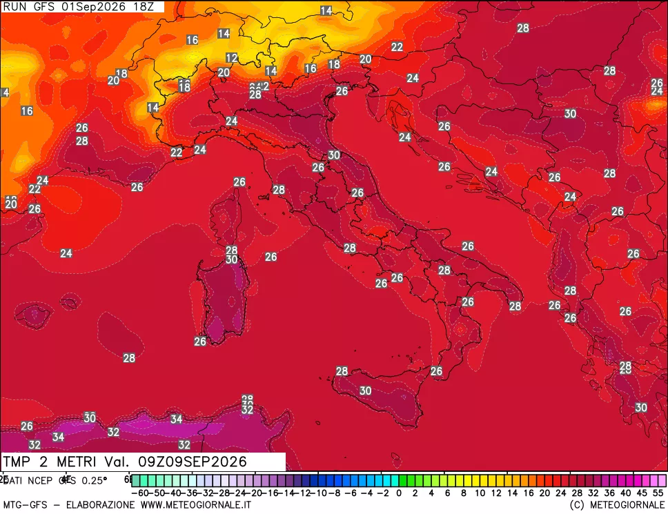 mappa Temp 2 metri