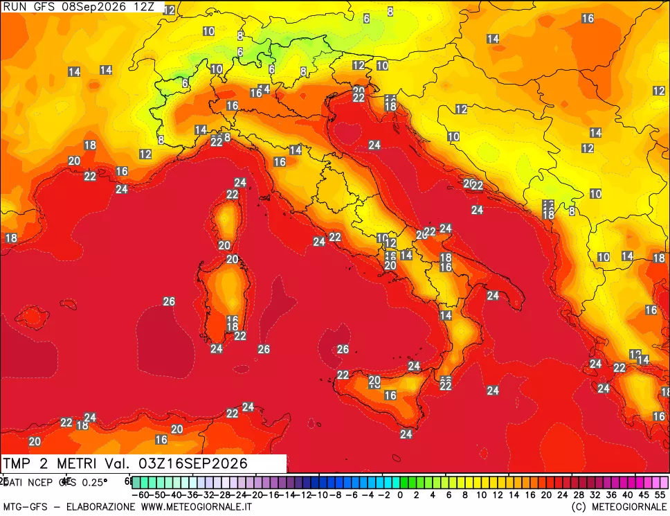 mappa Temp 2 metri
