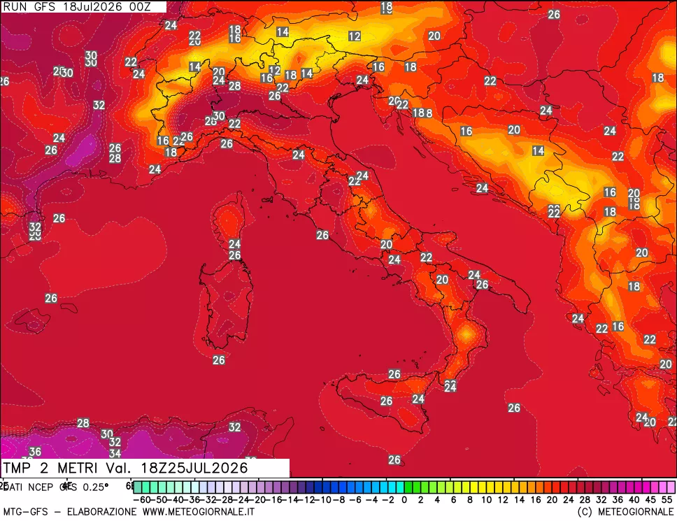 mappa Temp 2 metri
