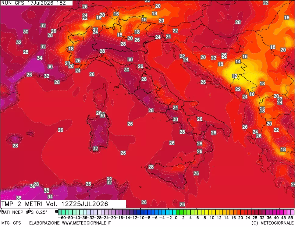 mappa Temp 2 metri