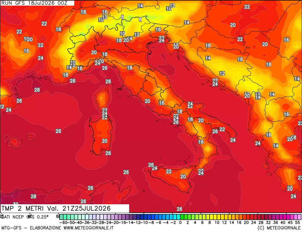 mappa Temp 2 metri