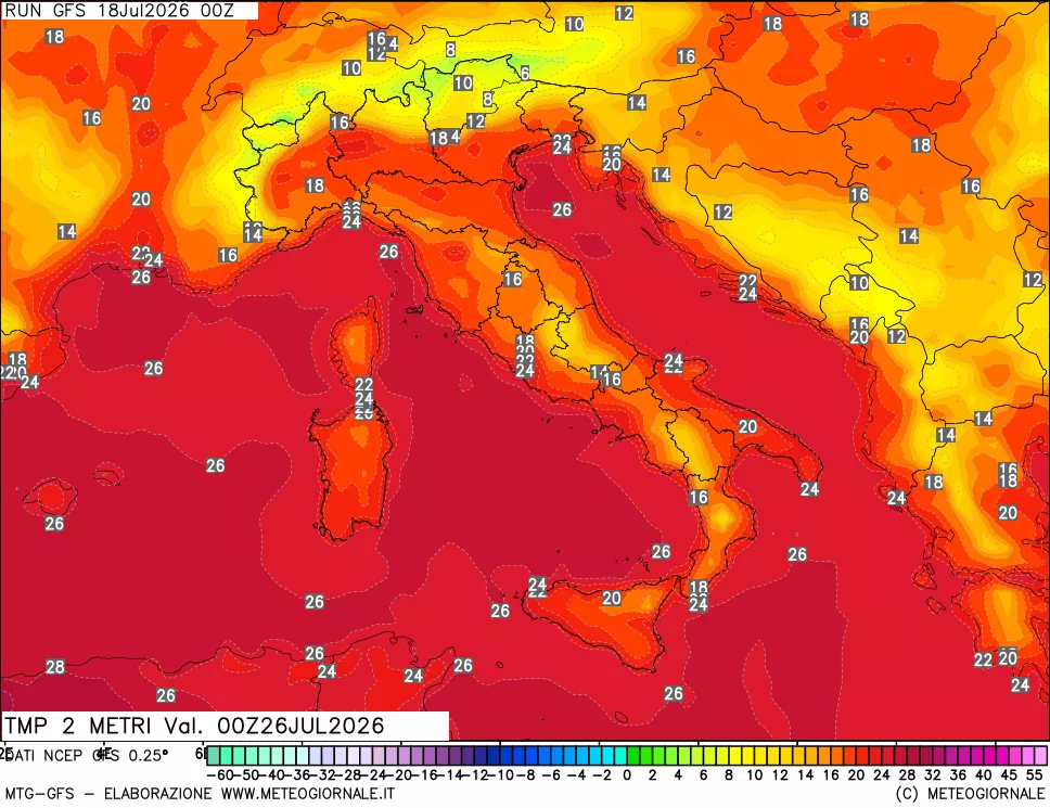 mappa Temp 2 metri