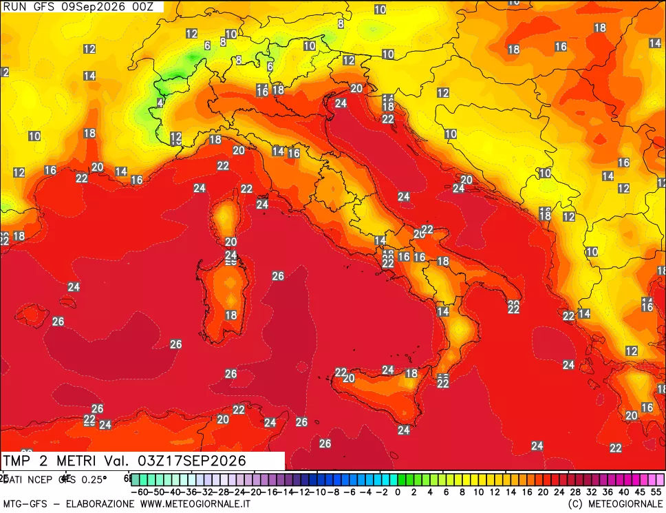 mappa Temp 2 metri