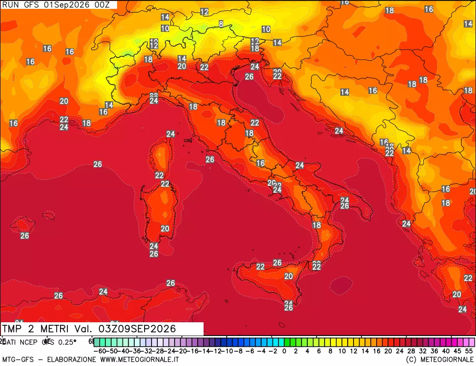 mappa Temp 2 metri