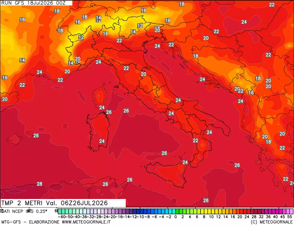 mappa Temp 2 metri