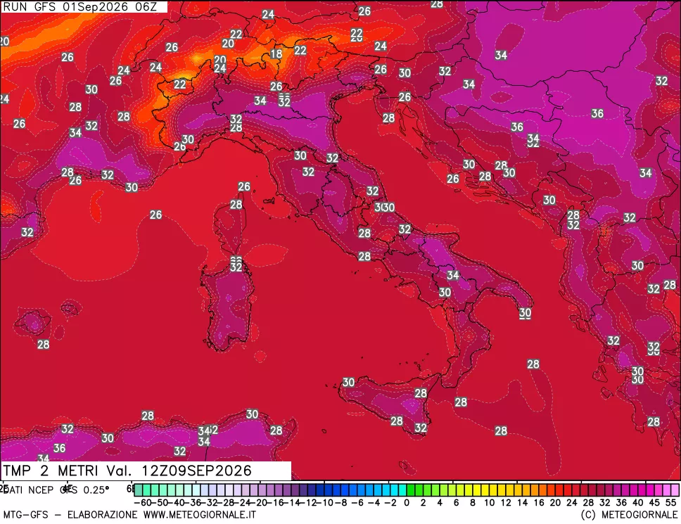 mappa Temp 2 metri