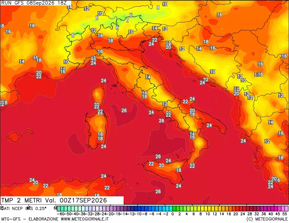 mappa Temp 2 metri