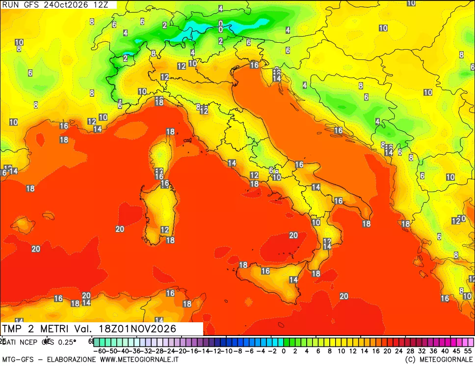 mappa Temp 2 metri