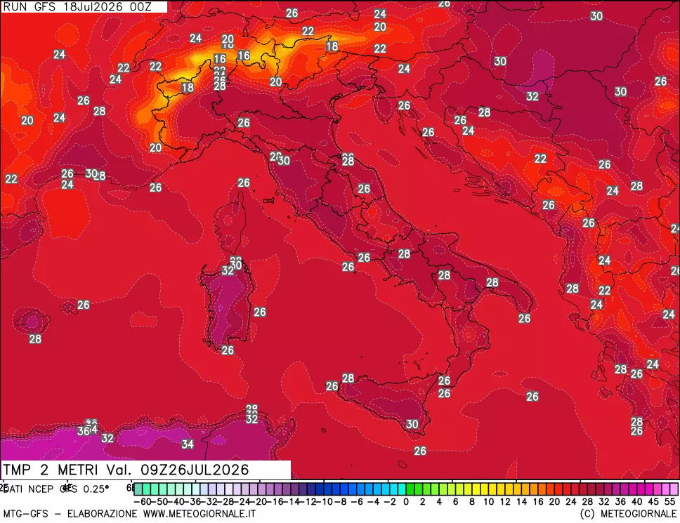 mappa Temp 2 metri