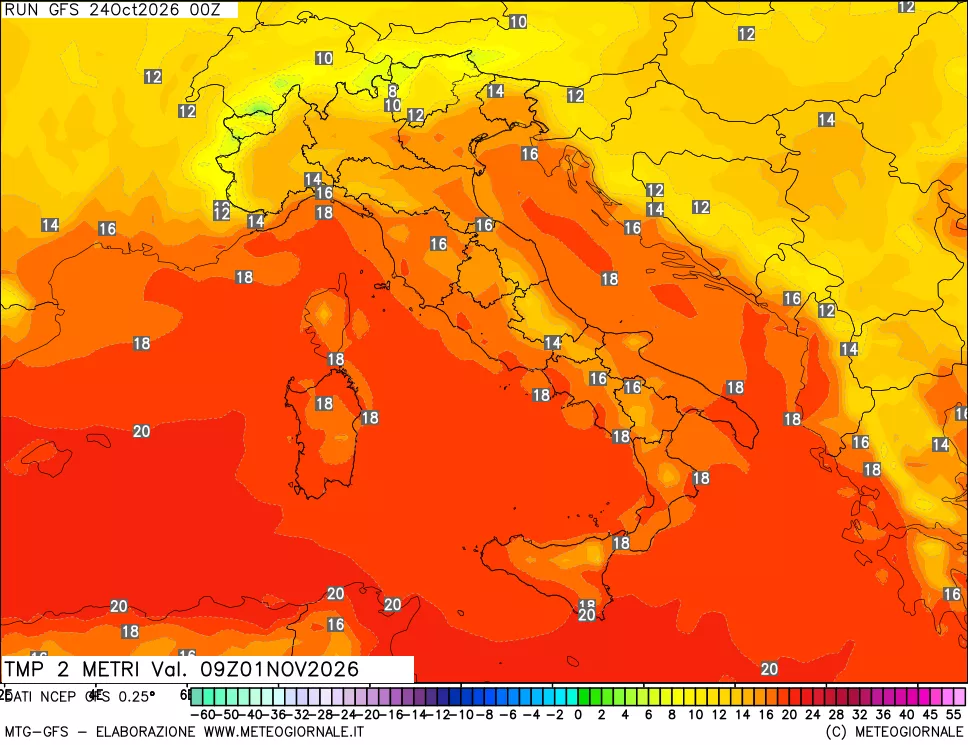 mappa Temp 2 metri