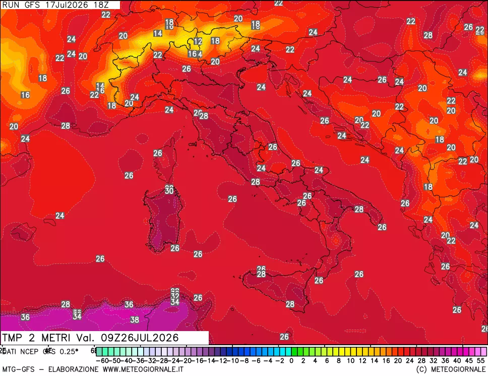 mappa Temp 2 metri