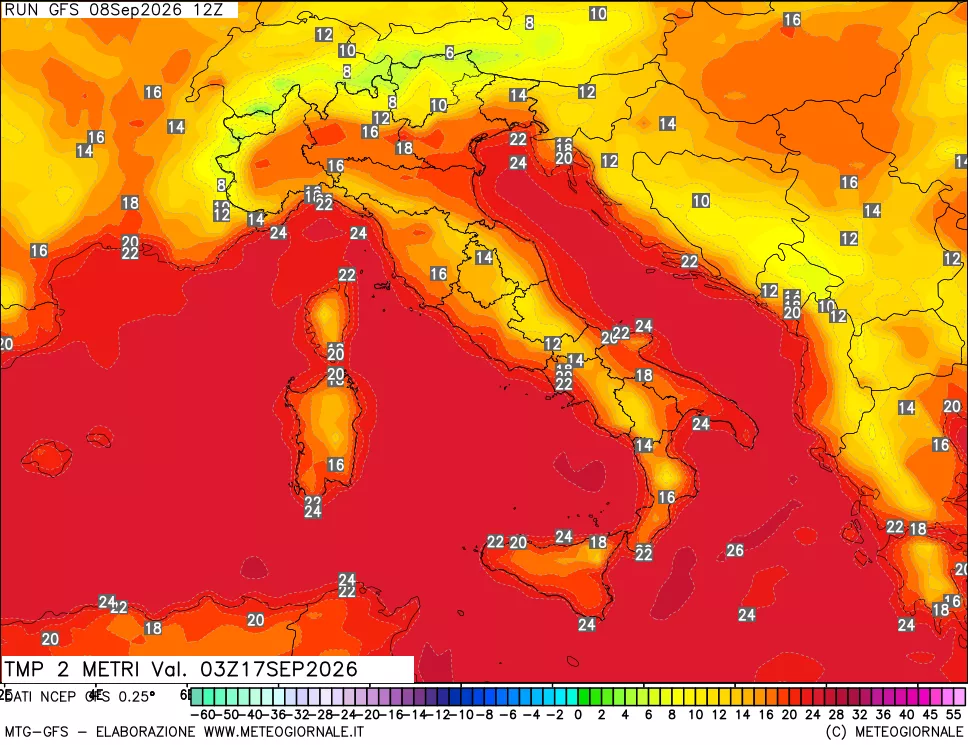 mappa Temp 2 metri