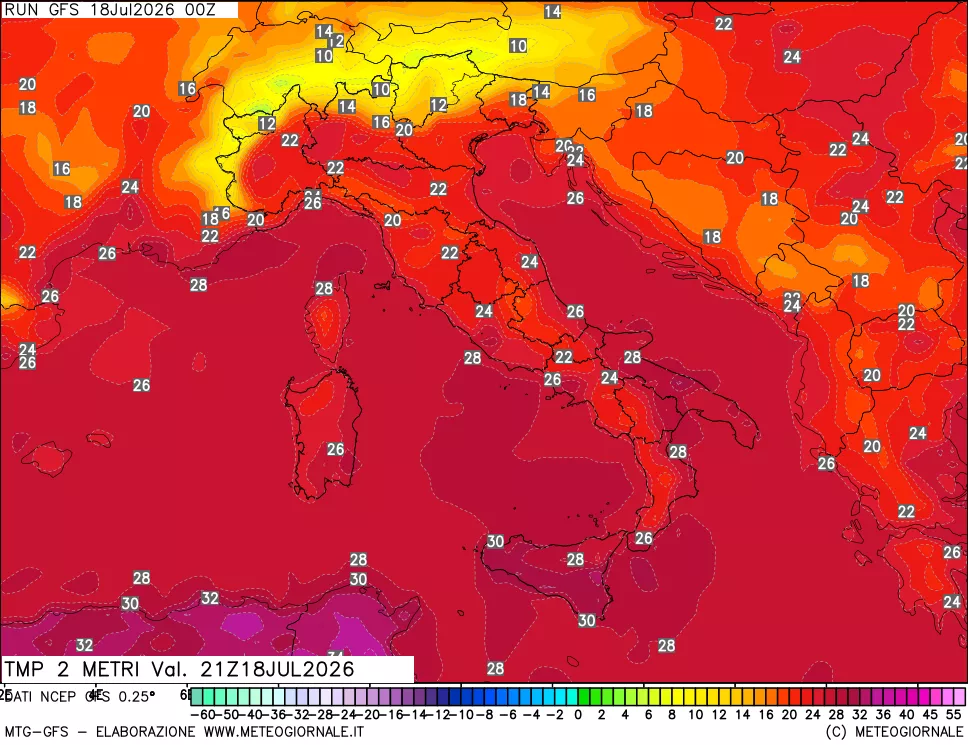 mappa Temp 2 metri