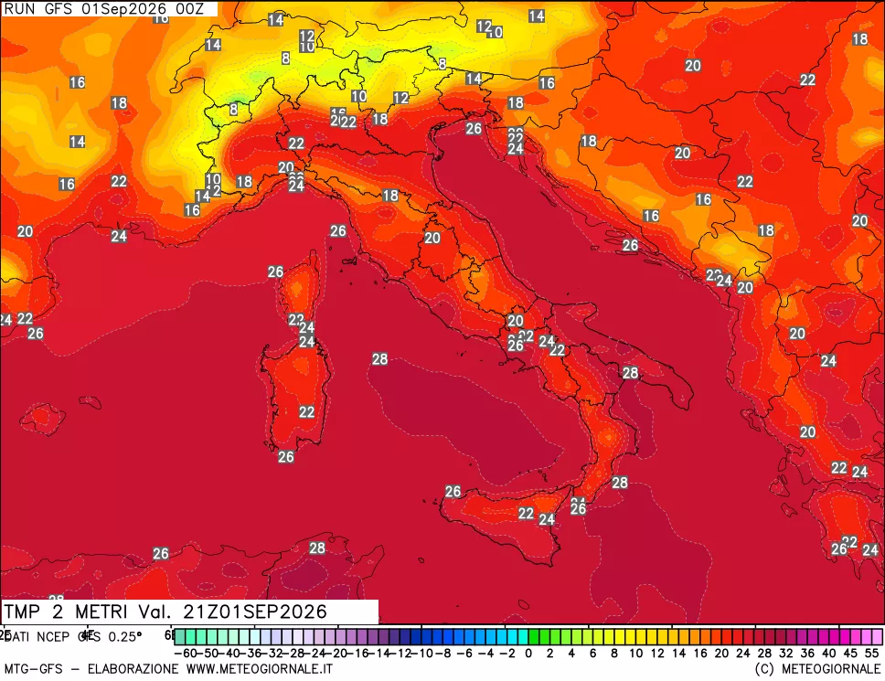 mappa Temp 2 metri