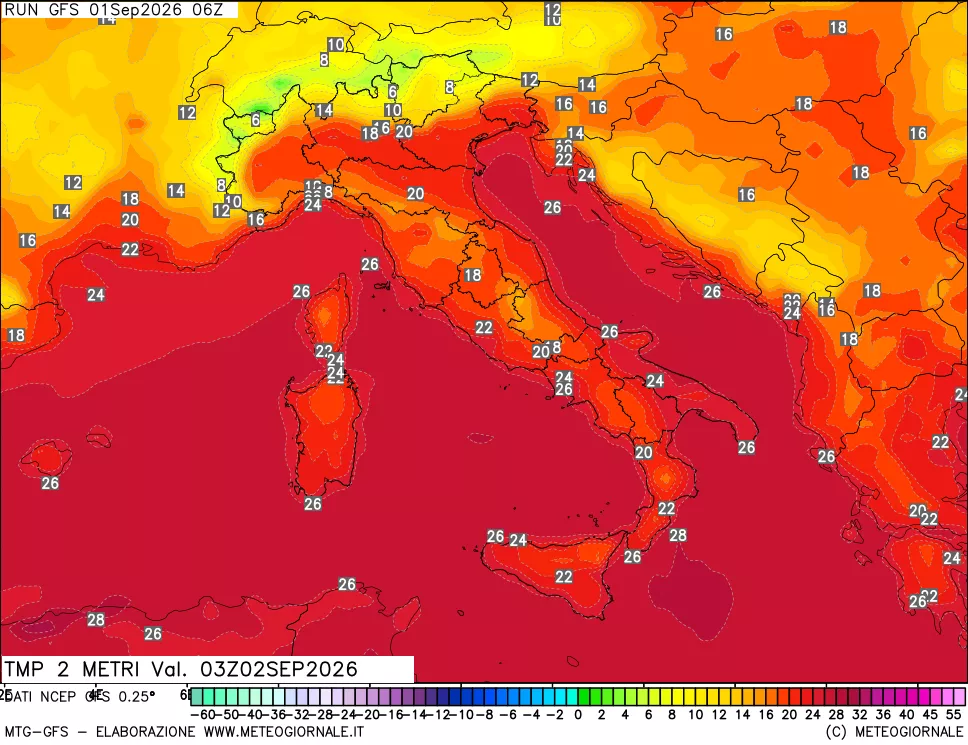 mappa Temp 2 metri