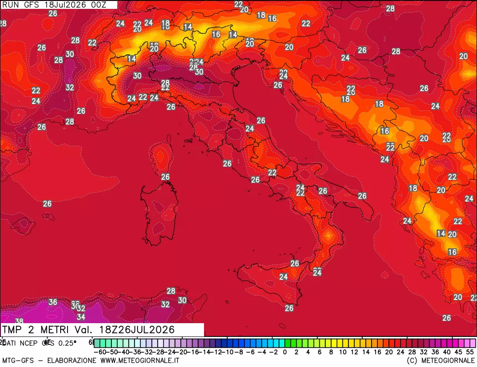 mappa Temp 2 metri