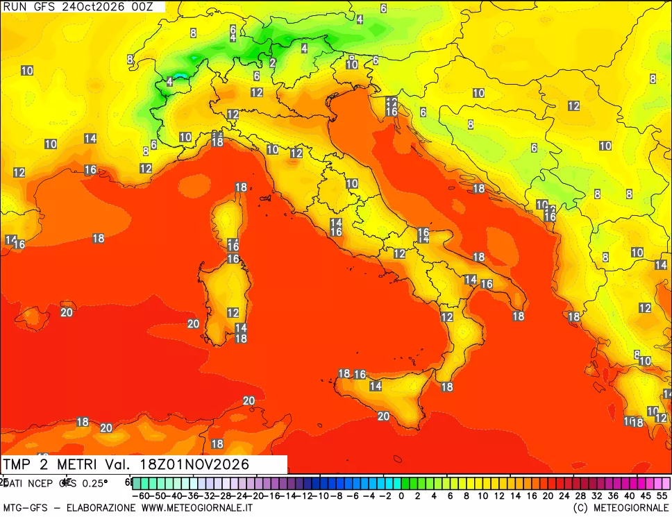 mappa Temp 2 metri