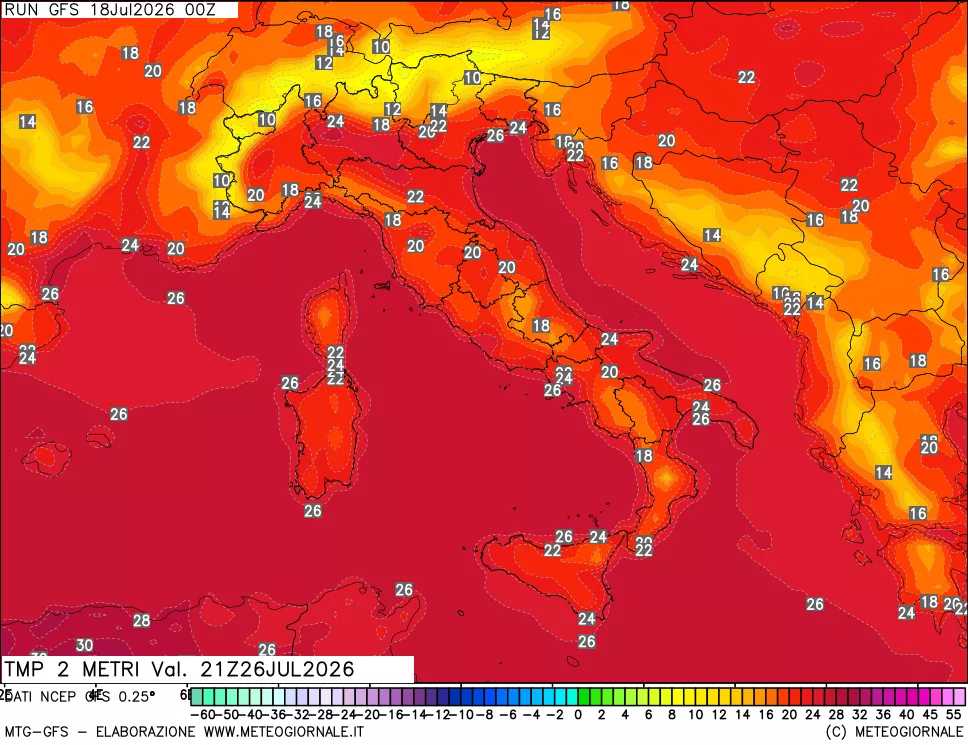 mappa Temp 2 metri
