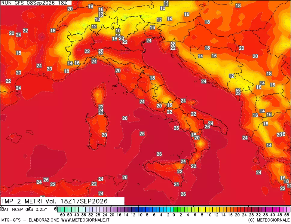 mappa Temp 2 metri