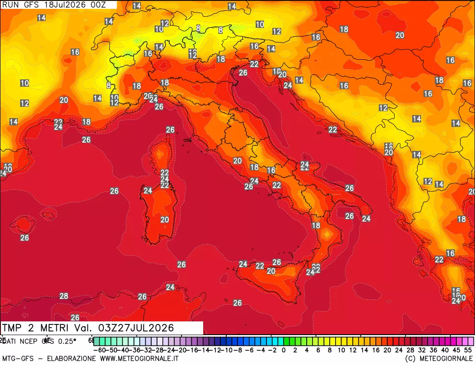 mappa Temp 2 metri