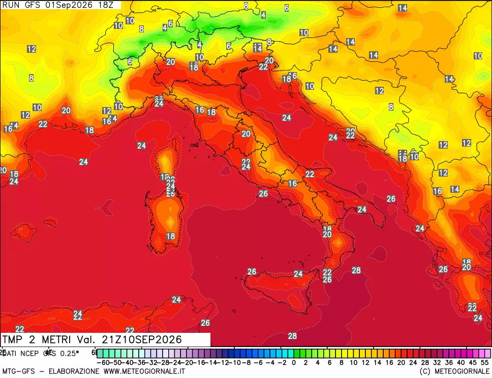 mappa Temp 2 metri