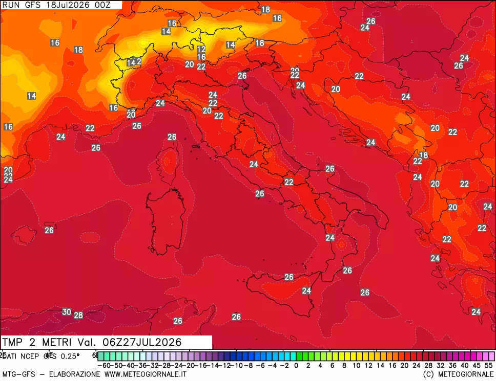 mappa Temp 2 metri