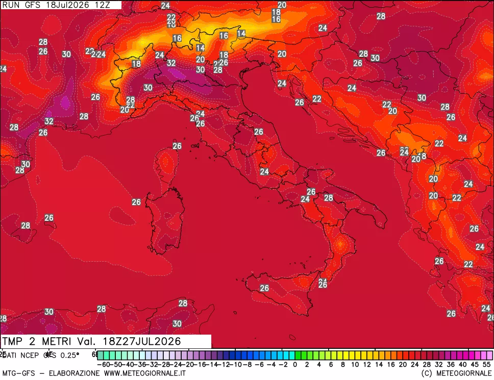 mappa Temp 2 metri