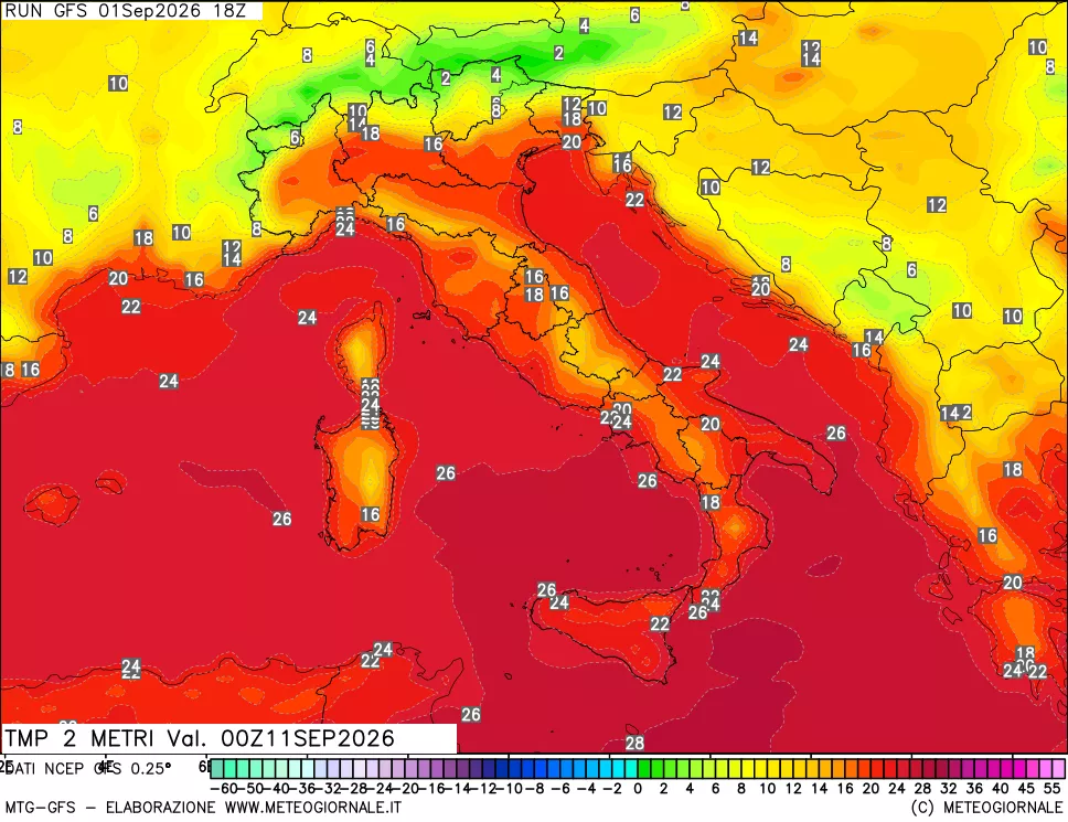 mappa Temp 2 metri