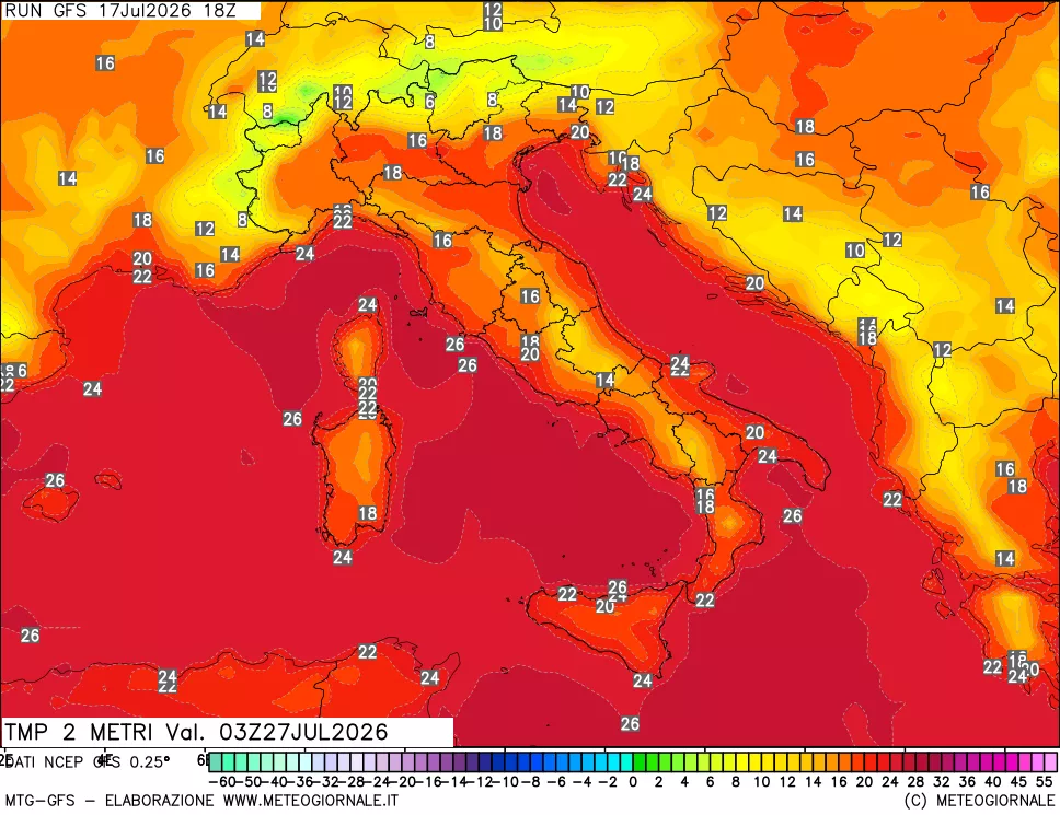 mappa Temp 2 metri