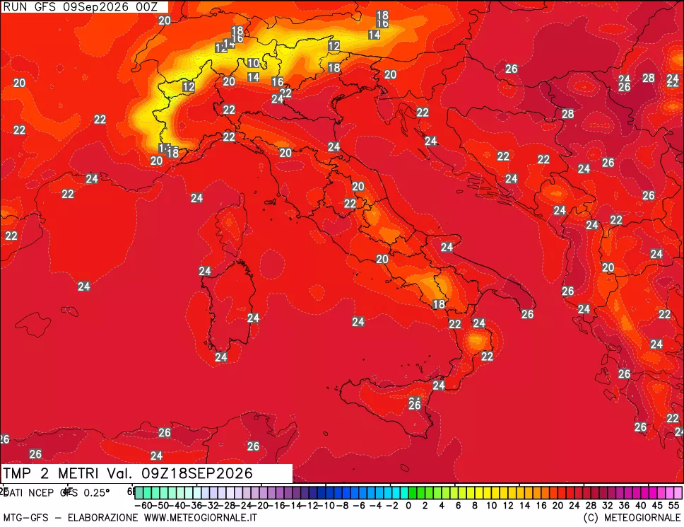 mappa Temp 2 metri
