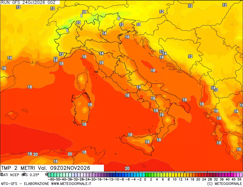 mappa Temp 2 metri