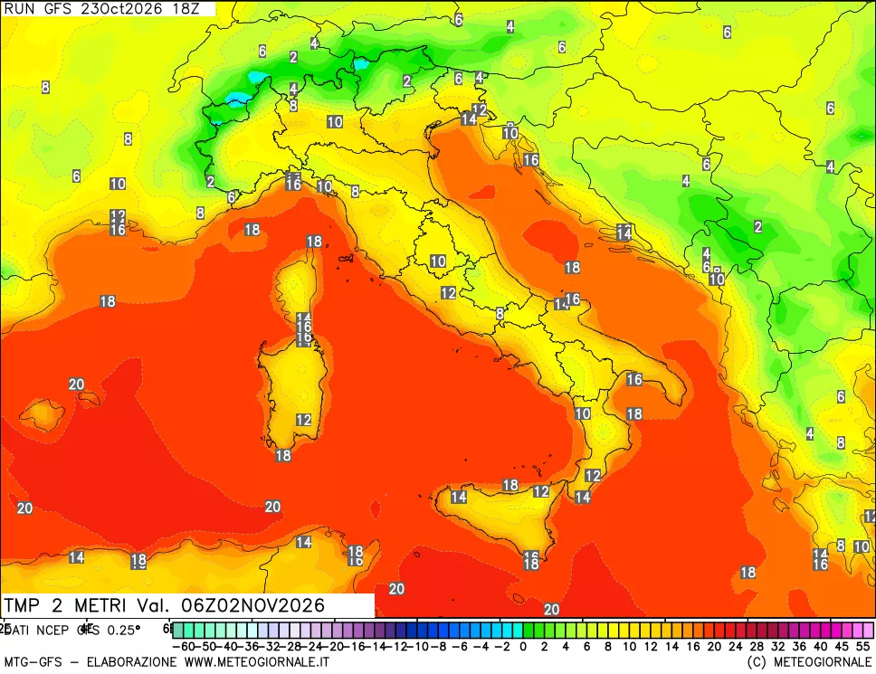 mappa Temp 2 metri