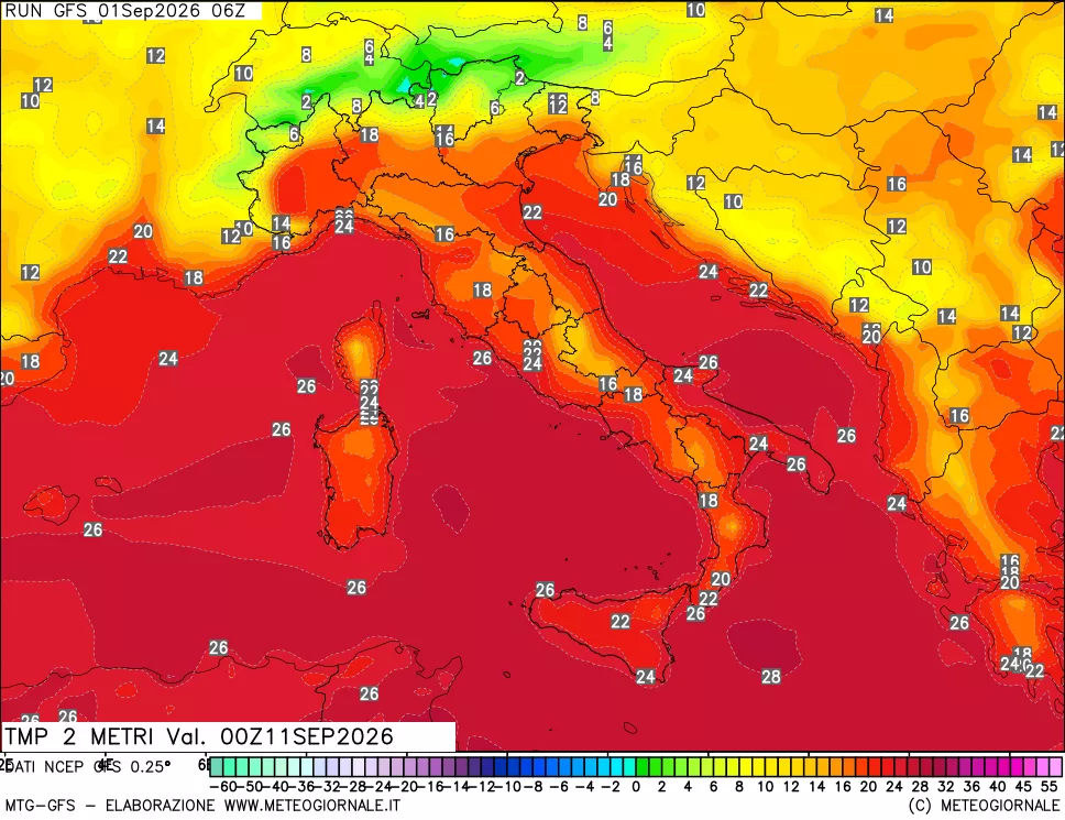mappa Temp 2 metri